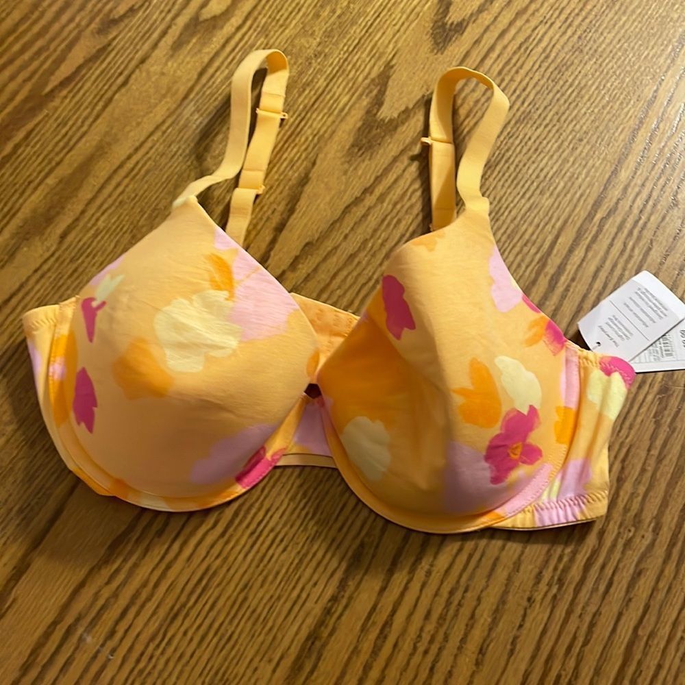 Bra 40C orange, floral, print